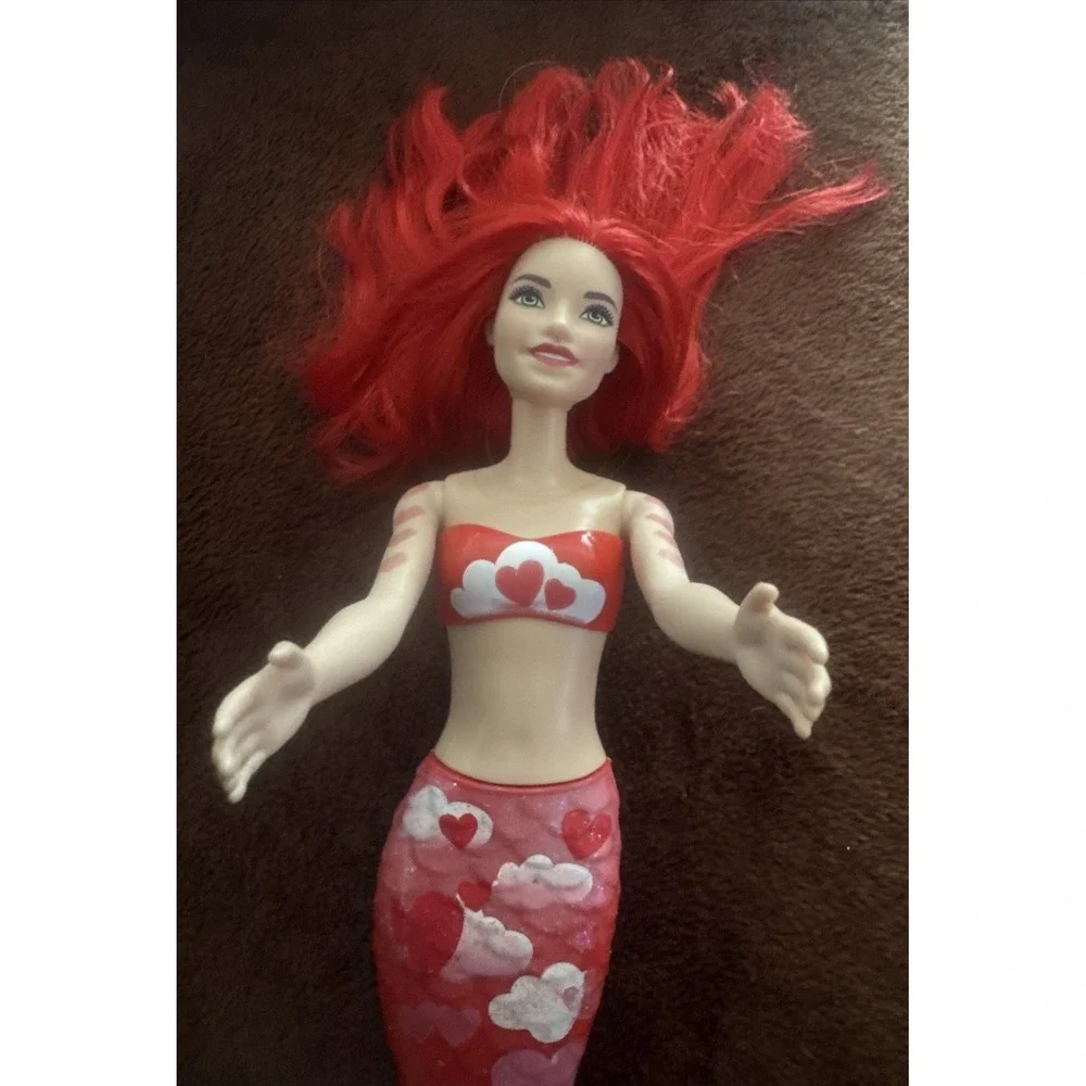 Barbie 2011 Color Reveal Mermaid Tattooed Red Hearts 12in doll 5in tail Mattel